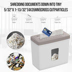 Suntiko 5-Sheet Cross Cut Paper Shredder for Home Office, P-4 High Security Level Document Shredder with 2.38 Gallon Bin, Jam Proof Design & Thermal Protection for Professional Use, Brown + White