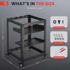 Pyle 15U Network Cabinet - Open Wall Mount Server Rack w/Heavy-Duty Wheels, Wall-Mountable, Steel Construction, Vented Shelves, Easy Access, 19" Equipment Compatible, 20 x 20 x 26 in (Black)