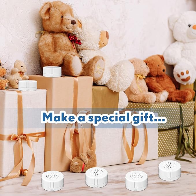 Handepo 6 Pcs White Sound Recorder Voice Recorder Music for Stuffed Animal Toy Recording Device Recordable Sound Module, Record Messages for Plush Toy Doll Stuffed Bear Pillow(40 Seconds)