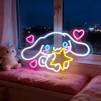 THIIXDAI Cinnamoroll Neon Sign for Room Decor, USB Powered LED Lights with Dimmable, Japanese Cartoon Dog Neon Signs, Cute Night Light Gifts for Children (15"L x 9.61"W)