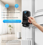 Aceele Keyless Entry Fingerprint Smart Door Lock, Built-in Wi-Fi, Electronic Lock for Front Door with Touch Digital Keypad and Handle, Automatic Door Knob for Apartment/Home/Bedroom(Black)