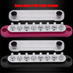 8 x M5 (#10) Studs Power Distribution Block Bus Bar 12V, Ampper 5.9" HD 120A Marine BusBar Battery Distribution Block W/Cover for Car Boat Solar (Red & Black)