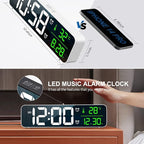 Hournor Digital Clock for Bedroom, Digital Wall Clock for Living Room Decor, Desk Table Clocks, Digital Clock Large Display, Bedroom Smart Alarm Clock for Office White Green