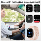 Smart Watches for Women Men with Bluetooth Call & AI Voice, 1.85" HD Fitness Tracker with Heart Rate SpO2 Sleep Monitor, 100+ Sports Modes,Mini Games, IP68 Waterproof Smartwatch for Android iOS Phones