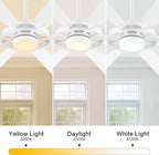 ELEHINSER 80 Inch Ceiling Fan with Lights and 3 Downrods, 8 Plywood Blades, 6-Speed Noiseless Reversible DC Motor, 3CCT, Windmill Ceiling fan for Kitchen Bedroom Living Room, Gloss White