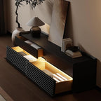 POVISON Fully-Assembled Mid Century Modern TV Stand, 78.74" Wood Media Console with Adjustable LED Light, Entertainment Center with Storage for Living Room