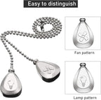 Patelai 4 Pieces Ceiling Fan Pull Chain Extender Ornament 12 Inch Ceiling Pull Chain Extension Classic Drop Shaped Pendant Beaded Ball Cord for Fan light lamp decorative with Connector(Silver)