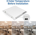 CycevSun 4-Pack 2x2 LED Flat Panel Light Drop Ceiling, 0-10V Dimmable, 40W, 4400LM, 3CCT 3000K/4000K/5000K Selectable, 100-277V, ETL Listed, 5-Year Service