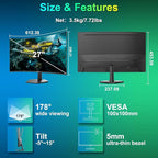 SANSUI Curved Monitor 27 inch 120Hz USB Type-C Computer Monitor with Speakers Built in丨FHD 1080p丨HDR丨110% sRGB丨1500R丨VESA Compatible,for Tablet,Desktop,Laptop and PC Work Gaming