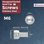 Kozelo 30pcs Socket Head Cap Screws - [M6-1 x 10mm] 304 Stainless Steel Allen Socket Drive for Electrical Motor 3D Printing Fan Engine Replacement Use, Silver