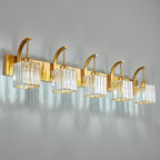 FDPBY 5-Light Crystal Vanity Light, Modern Gold Bathroom Wall Sconce with K9 Crystal Shades, 42.51" Long Over Mirror Lighting for Vanity, Makeup, Hallway, Elegant & Easy Installation