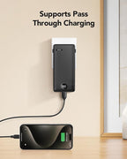 Portable Charger,Power Bank Built-in Cables and AC Wall Plug,VRURC USB C Portable Bank 10000mAh,Travel Essentials Phone Charger Compact Lightweight External Battery Pack for Smart Phones,Tablets-Black