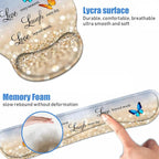 Keyboard Wrist Rest + Mouse Pad Wrist Support Set with Coasters, Non-Slip PU Base Ergonomic Mousepad for Home Office Working Studying Easy Typing & Pain Relief, Glitter Quote Live Laugh Love