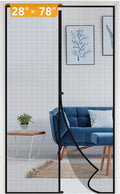 Yotache Narrow Magnetic Screen Door Fits Door Size 28 x 78, Screen Size 30" x 79" Reinforced Fiberglass Mesh for Back Door Black