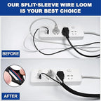 GBSCLOVER Wire Cord Protector Wire Loom Tubing, 25ft - 1 inch Cable Sleeve Split Sleeving for USB Cable，Computer Electrical Wire Power Cord Audio Video Cable Black