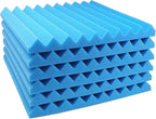 JBER 12 Pack Acoustic Foam Panels, 1" X 12" X 12" Studio Soundproofing Wedges Fire Resistant Sound Proof Padding Acoustic Treatment Foam (Blue)