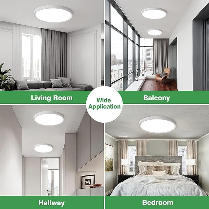 6PK 15.8 Inch Dimmable LED Flush Mount Ceiling Light, 32W, 3480LM, 2700K/3000K/4000K/5000K/6000K, Round Flat Panel Low Profile Ceiling Light Fitures for Hallway, Kitchen, Bedroom, White