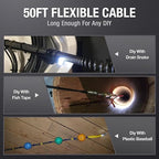 Teslong 50FT Sewer Camera, Dual Lens Borescope with Light, 4.3" HD Drain Plumbing Endoscope Inspection Camera, Home Waterproof Flexible in Wall Cam Pipe Tools, Snake Scope for Air Duct HVAC