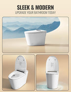 Luoware Smart Toilet with Bidet Built in, Luxury One Piece Elongated Bidet Toilet, Auto Open/Close/Flush, Foot Sensor Operation, Built-in Tank & Booster Pump, Heated Seat, Massage Wash, Night Light