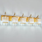 BBLLWJ 5-Light Crystal Vanity Lights - Gold, Modern Over-Mirror Bathroom Light Fixtures