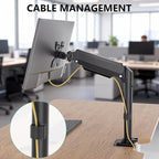 WALI Single Monitor Arm Desk Mount for 13-32 Inch Screens, Premium Gas Spring Monitor Stand with Full Motion Tilt, Swivel, Rotation, Holds up to 19.8 lbs, C-Clamp Mount for VESA 75/100mm (GSDM001S)