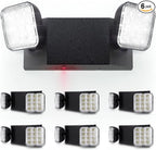Sunco 6 Pack LED Emergency Lights, Commercial Lighting for Business, Power Outages, Offices, with Backup Battery (90 Minutes), Wall Mount, Hard Wired, Black, 120-277V, Fire Resistant (94V-0) UL.