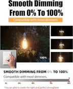 Lumiverse Dimmable Edison Bulbs 60 Watt LED, 2700K Soft White, Antique Style ST58 LED Filament Bulbs, E26 Base LED Bulb 5.5W, Clear Glass, Pack of 60