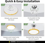 hykolity 12 Inch Selectable CCT LED Round Flat Panel Light, 24W 3000K/4000K/5000K, Edge-Lit Flush Mount Ceiling Light Fixture for Kitchen, Bedroom, Laundry and Closet Room，Gold