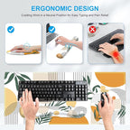 iCasso Mouse Pad and Keyboard Wrist Rest Set, 4in1 XXL Large Mousepad +Keyboard Pad+Mouse Wrist Rest+Coaster with Wrist Support, Ergonomic Desk Pad Mat for Home Office Table Computer-Elm Leaf