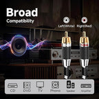 TODN RCA Cables Audiophile Male to Male Stereo Shielded HiFi OFC RCA Cable for Car Audio, Sub, Amp, Phono (3ft/1m, 1 Pair)