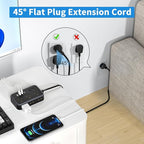 10 in 1Power Strip NTONPOWER Ultra Thin Flat Plug Extension Cord with 4 USB Ports(Include 2 USB C) Surge Protector Power Strip with Flat Cord 6 Widely Spaced Outlet(2 Side) 5 Ft Extension Cord-Black