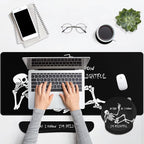 Britimes Black Skull Skeleton Keyboard Mouse Pad Set 4in1 Large Mousepad+Keyboard Wrist Rest+Mouse Wrist Rest+Coaster Set with Ergonomic Design for Home Office Computer 35.4x15.7 inches