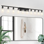 DIKAIDA 10 Light Bathroom Vanity Lights Over Mirror, 65.4inch Black Vanity Lights Fixtures Matte Black Modern Vanity Lights Black Bathroom Wall Lighting for Mirror Bedroom,Living Room