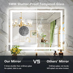 YEELAIT 44x30 Inch LED Bathroom Mirror with Lights Front and Backlit Lighted Vanity Mirror for Bathroom Wall with 3 Colors Dimmable Anti-Fog Memory Shatter-Proof IP54 Waterproof Horizontal/Vertical