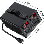 500W Voltage Converter Transformer(110V to 220V or 220V to 110V) Step Up/Down Converter 110/120 Volt - 220/240 Volt w/US Power Cord,Circuit Breaker Protection, LCD Screen Display, Manual Setting