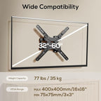 IWORKBOARD 43 50 55 inch Full Motion Corner TV Wall Mount for Most 32-60" TVs, Articulating Swivel Tilting TV Wall Mount Bracket, up to 77 lbs, VESA 400x400mm, Single Stud