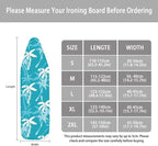 ZCFYGDX Ironing Board Covers,Elastic Edge 3 Bottom Nylon Buckle Straps, Stain Resistant & Resistant Scorch, Easy to Installation Fasteners Minimalist Palm Leaf Print Decor Size-XL 15 x 54