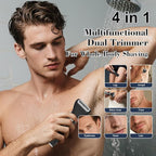 Hatteker 4 in 1 Multifunctional Dual - Head Body Hair Trimmer for Men, IPX7 Waterproof Groin & Body Hair Groomer, Rechargeable Body Electric Shaver Razor