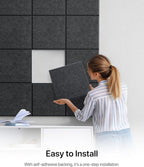 18 Pack Soundproof Wall Panels Self-Adhesive, Square Sound Proof Foam Panels for Wall, High Density Acoustic Panels, Acoustic Panels for Home Office, Reccording Studio 12" X 12" X 0.4" Dark Gray