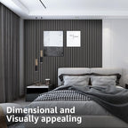 Art3d 8-Pack WPC Wood Slat Wall Panel for Interior Wall Décor, 3D Wood Fluted Acoustic Wall Paneling for Living Room Bedroom Home & Office Accent Wall Decor - 96 x 6 Inch Grey