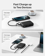 Belkin Portable Charger, Slim USB-C Power Bank 10,000mAh w/ 2 USB-C Ports, Digital Battery Display, 20W Charging Battery Pack - iPhone 17, Air, Pro, Samsung Galaxy S25, Pixel 10, iPad, & More - Black