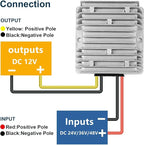 20A 240W DC 24V 36V 48V Step Down to 12V Converter Buck Regulator Reducer Golf Cart Voltage Converter Waterproof Transformer with Fuse