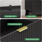 Xixini Fluted Dresser for Bedroom with 7 Drawers, 48" Wide Chest of Drawers with Metal Handle, Modern Wood Dresser TV Stand, Wooden Closet Clothes Storage Organizer for Living Room, Hallway, Black