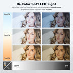 Dazzne D50 LED Video Light Panel Lights 15.4", 2 Packs 45W 3000K-8000K Bi-Color Dimmable Photography Lighting, CRI 96+ Videography Lighting for Video Shooting/Gaming/Live Stream/Studio/Film