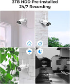 [16CH Expandable] Hiseeu Home Security System, 2.4G/5G Wireless WiFi Pro, 4K NVR with 12" LCD Monitor, 5MP Plug-in Powered Outdoor Bullet Cameras, 24/7 Recording, 3TB HDD, Night Vision, IP65
