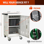 Aokleo Laptop Charging Cart,32 Devices Tablet Storage Carts for pad Up to 16.3" Screen, Classroom Computer Mobile Charging Station for Pads, Chromebooks,Laptops, Updated Password Lock(32 Bay-White)