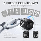 Productivity Timer 1, 5, 10, 30, 60 Minutes Preset, Desk Cube Timer with Gravity Sensor/Mute/Vibration for ADHD, Work, Study, Kitchen, Back to School (1, Black)