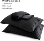 Bedsure King Size Sheet Set, Cooling Sheets King, Rayon Derived from Bamboo, Deep Pocket Up to 16", Breathable & Soft Bed Sheets, Hotel Luxury Silky Bedding Sheets & Pillowcases, Black