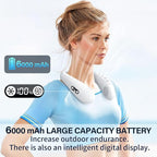 PluvoFan Neck Fan Back-Windy 6000mAh with Cooling Plate Cold Compress Bladeless Portable Thermo-Electric Cooler Rechargeable Holiday Essentials for Women Men Outdoor Camping Gardening Walking(White)