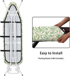 ZCFYGDX Ironing Board Cover Decor 18x58 Inch, Iron Board Cover with Nose Pocket, Nylon Buckle Fastening Stain Resistant Scorch Resistant,Protection Covers with Elastic Edge Fresh Green Leaf Print
